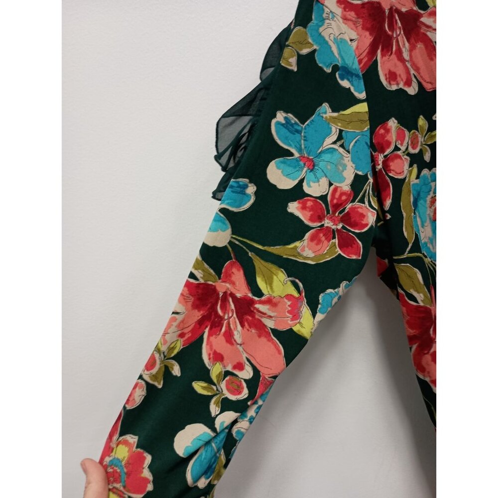 Susan‎ Graver Top Womens Size XL Floral Liquid Knit Ruffle BOHO Garden Fairy - Picture 10 of 11